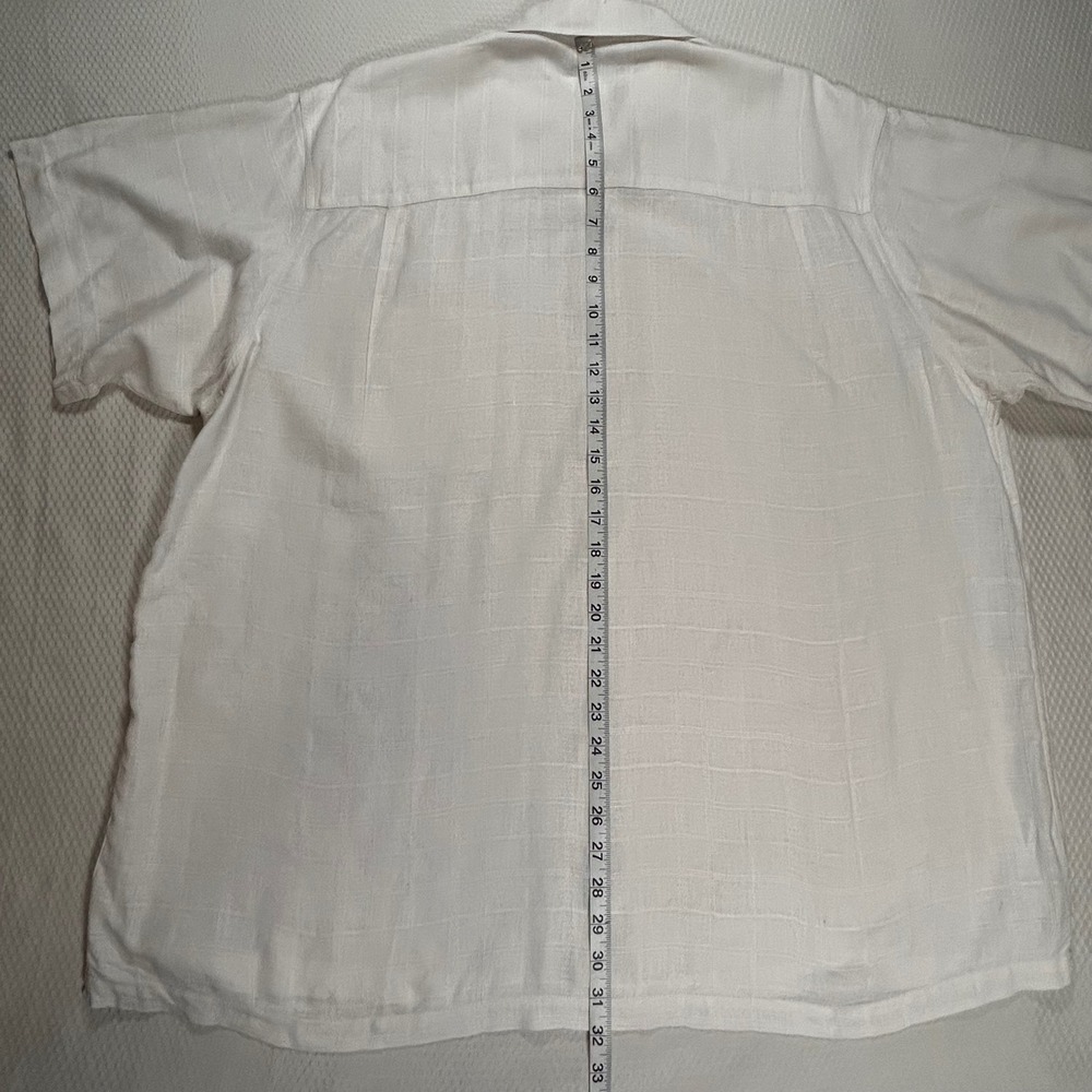 VTG Chereskin Linen Blend Short Sleeve Button Up Shirt Mens XXL Geometric Beachy - Picture 5 of 8